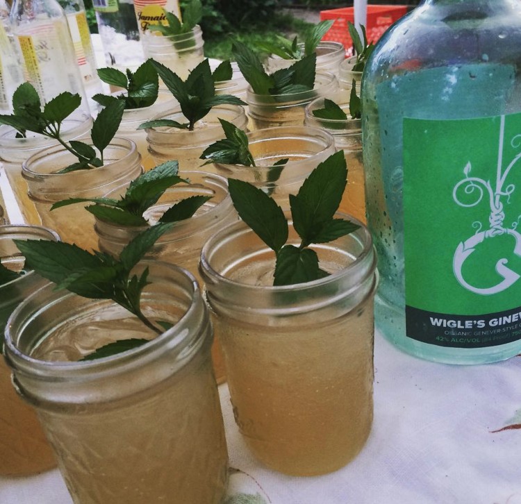Drew Cranisky's Wigle Ginever cocktail with Ginger Beer and Lapsang Souchong syrup. Holy heck.
