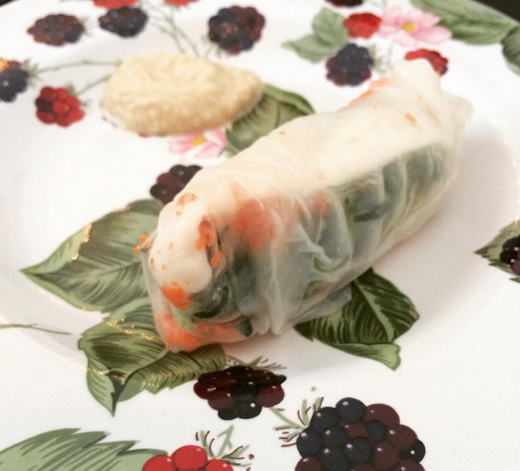 Pittsburgh Juice Company spring roll made with cucumber juice pulp